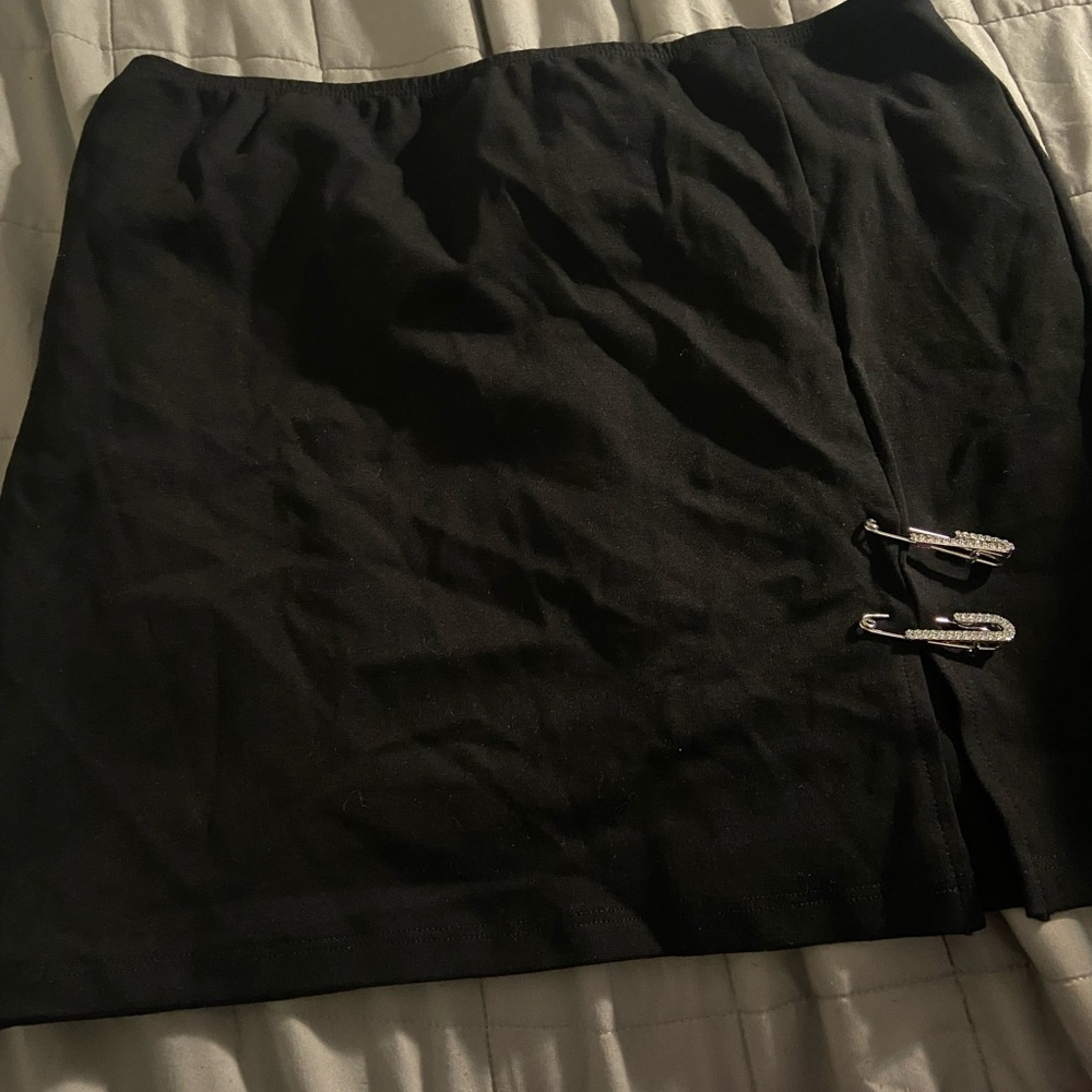 Black Mini Skirt with Safety Pin Detail